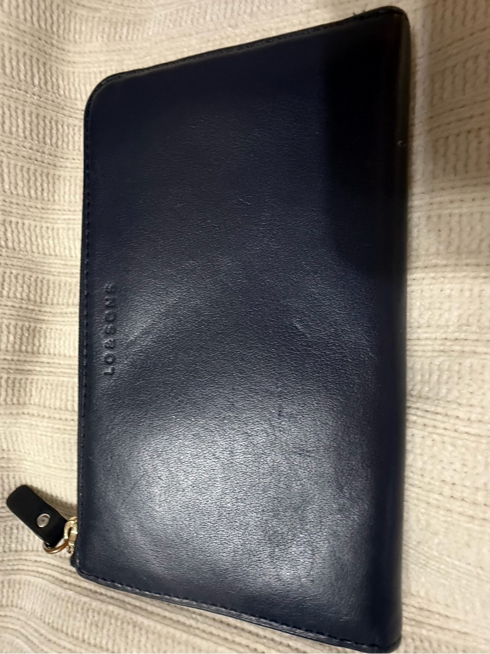 Lo and Sons  Navy Zip Wallet - Log & Sons Embossed